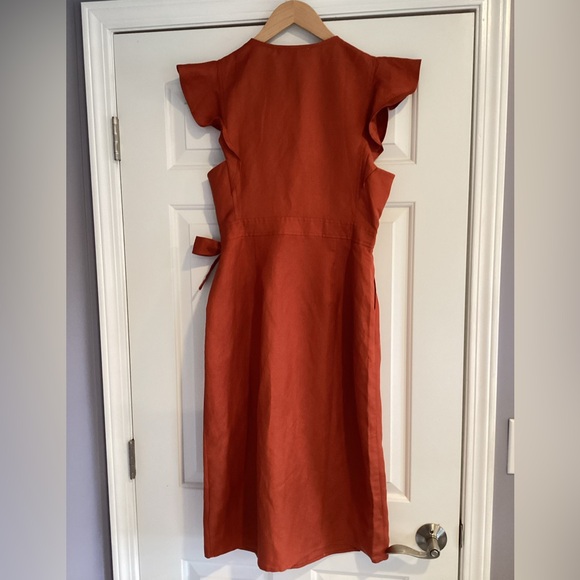 ASTR The Lable Linen Blend Wrap MIDI Dress M - Picture 3 of 14